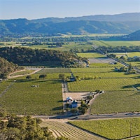 The Andelin vineyard sits right behind the two buildings that make up Cliff Lede Vineyards' wine facility.Cliff Lede Acquires Prized Vineyard in Stags Leap District