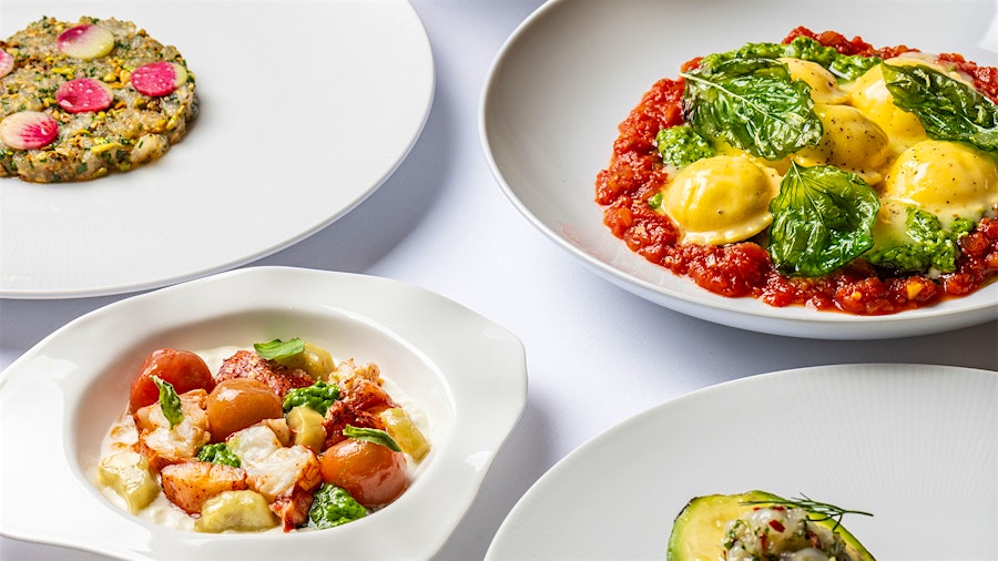 The menu at Marea Beverly Hills combines the restaurant's signature Italian flair with Californian ingredients.
